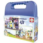 Educa - Set de Puzzles Infantiles Bluey en Maleta de Plástico, 28 x 20 cm.