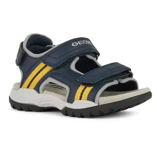Geox J Borealis Boy A, Sandalia, Azul Marino Ochreyellow