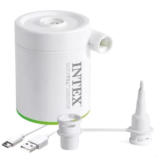 Intex Mini Hinchador Eléctrico Portátil 200 l/min con USB y Boquillas Incluidas