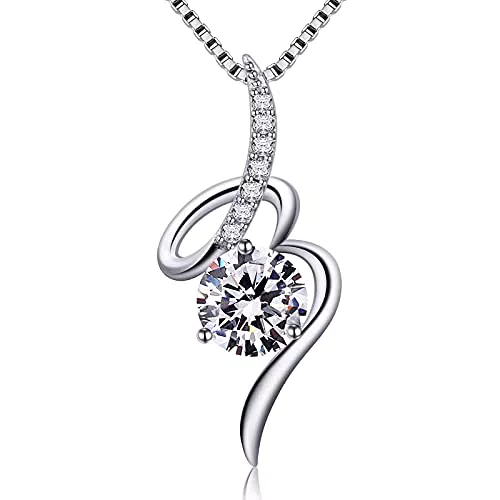 Jewlldeen Colgante de plata de ley 925, collar con circonita cúbica para mujer