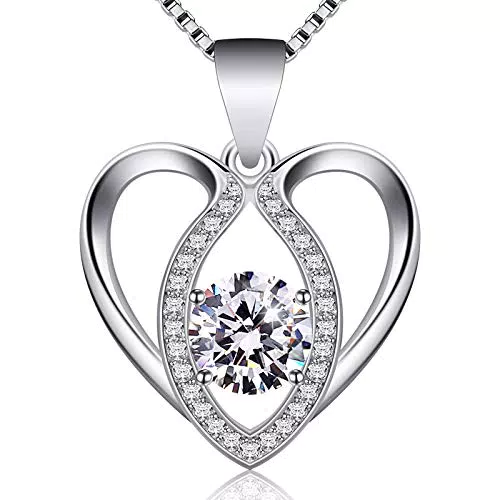 Jewlldeen Collares Mujer Plata Corazón Colgantes Plata de Ley 925 con para Regalo Originales Cadena 18 Inch Longitud