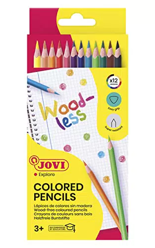 Jovi Lápices de colores Woodless, 12 unidades, Colores surtidos