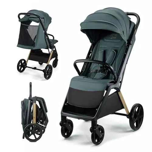 Kinderkraft LOOM Silla de Paseo Plegable, Cochecito Bebé con Suspensión y Cesta Espaciosa