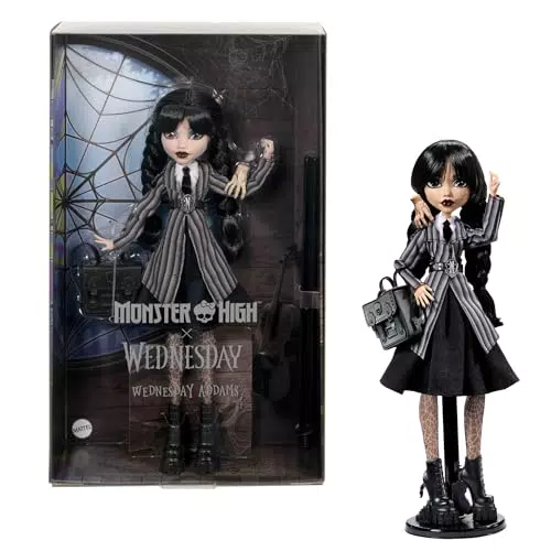 Monster High Muñeca Miércoles Addams con Accesorios de la Academia Nevermore