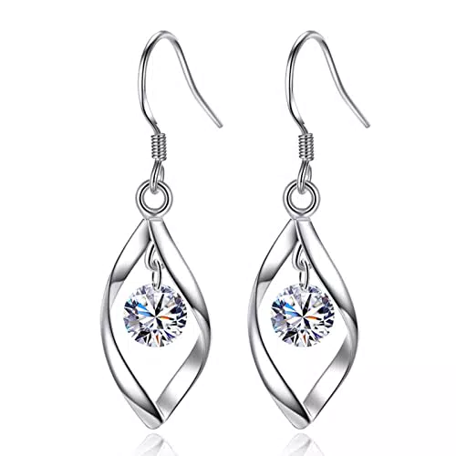 Pendientes chapados en plata S925 con zirconia cúbica