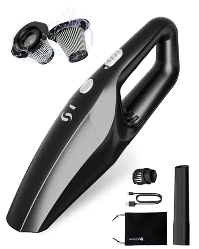 Servomaster Aspirador de Coche Recargable con Filtro HEPA y Accesorios de Limpieza