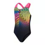 Speedo Digital Placement Splashback Bañador, Black/Lemon Drizzle/Flare Pink/True Cobalt/Harlequin Green