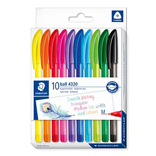STAEDTLER Bolígrafo triangular 1,0 mm para escritura relajada, modelo 4320 MC10