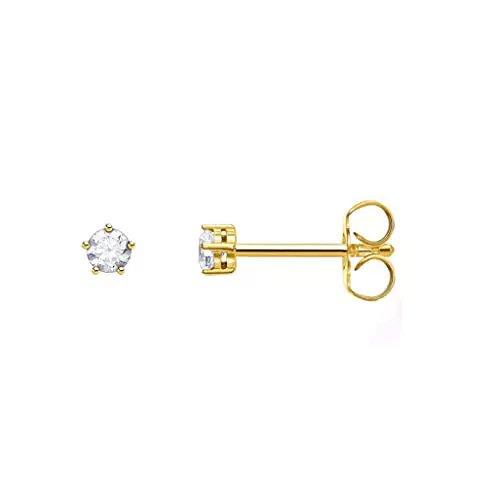 Thomas Sabo Pendientes Individuales Piedra Blanca Plata Chapada en Oro H2135-414-14