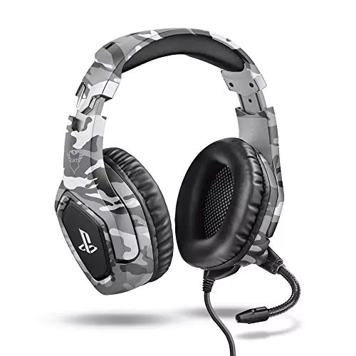 Auriculares de Gaming Trust GXT 488 Forze-G para PS4 y PS5 - Licencia Oficial Playstation - Micrófono Plegable - Altavoces Activos 50 mm - Gris