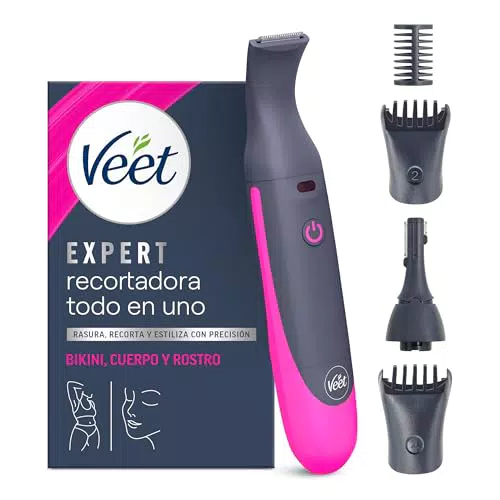 Veet Recortadora Todo en Uno para Cuerpo, Cara y Zona Íntima, Resistente al Agua