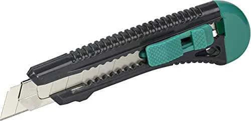 wolfcraft Cúter de cuchillas separables estándar de 18 mm I 4146000 I Cúter de plástico con guía metálica