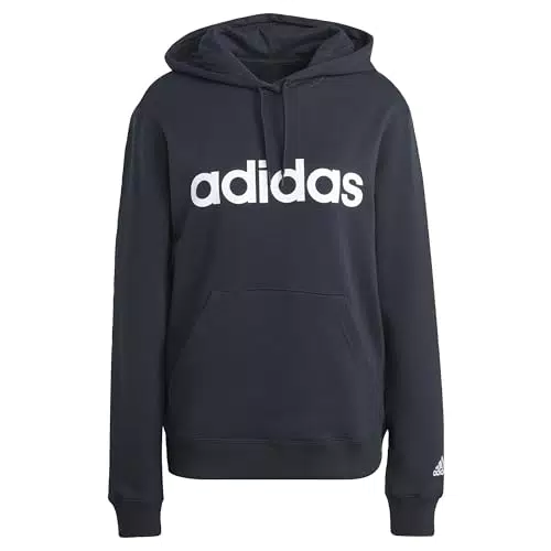 ADIDAS IC6884 W Lin FT HD Sweatshirt Women's Medium Grey Heather/White