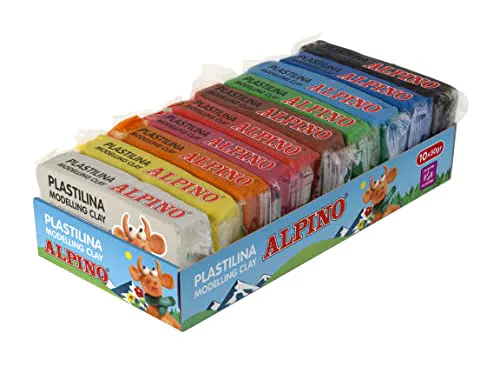 Alpino Plastilina de Modelar No Tóxica para Niños, Flexible y Brillante