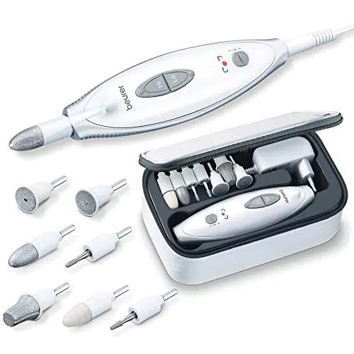 Beurer MP 41: Set de manicura y pedicura profesional con luz LED y doble rotación