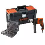 BLACK+DECKER BEH850KA32 Taladro percutor con cable 850 W Velocidad Electrónica Variable Diseño compacto y ergonómico Incluye set de 32 accesorios y caja de herramientas