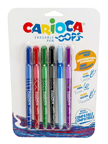 Carioca Bolígrafo Borrable Oops Recargable con Tinta Termosensible - Ø 0,7 mm