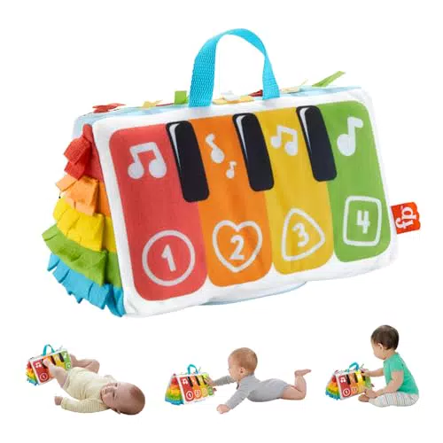Fisher-Price Kick & Play Piano blandito con actividades, luces y sonidos para bebés