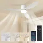 HaoDrisk Ventilador de Techo Silencioso con Luz LED, Control Remoto y App
