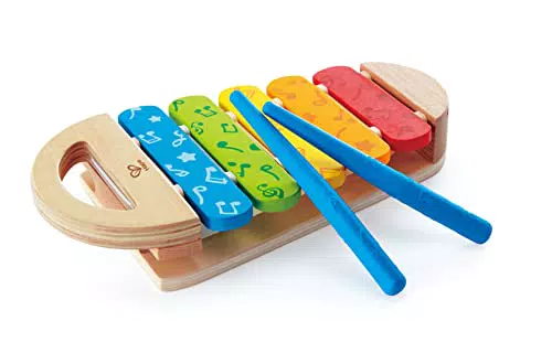 Hape Xilófono de Madera para Niños - Instrumento Musical Portátil con Varillas
