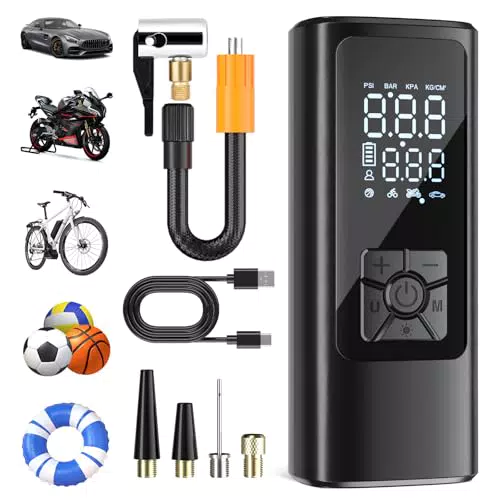 HOVVIDA Compresor de Aire Portátil 150 PSI, Inflador para Coche y Bicicleta