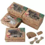 Kinsinder Cajas de Galletas de Navidad con Ventana y Etiquetas para Fiestas