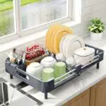 Kitstorack Escurridor de Platos Expandible de Acero Inoxidable con Soporte Extraíble