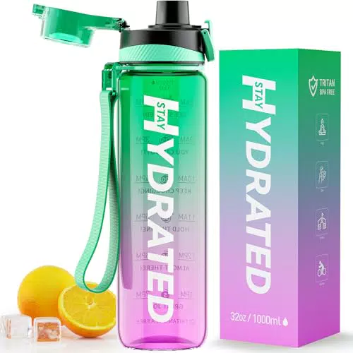 Mevoly Botella de Agua Sin BPA con Marcador de Tiempo para Gimnasio y Actividades