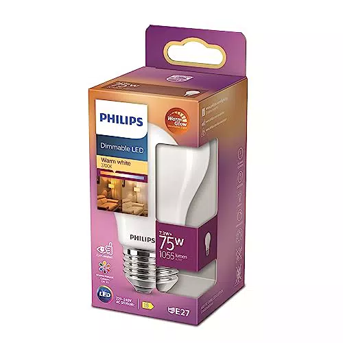 Philips Bombilla LED Clásica A60 E27 Regulable Luz Blanca Cálida