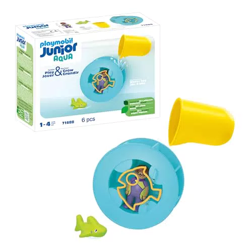 Playmobil Junior Aqua 71688 - Rueda de Agua con bebé tiburón, juguete sostenible
