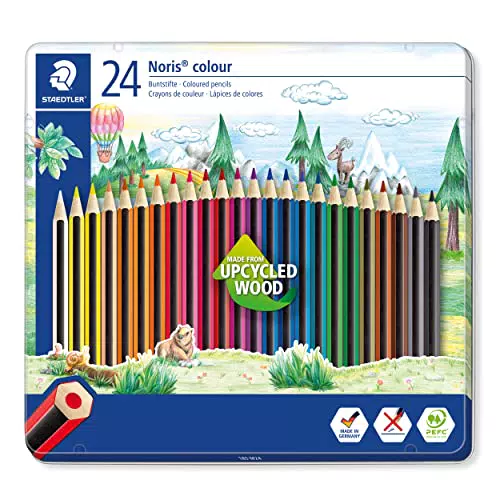 Staedtler Noris 185 M24 - Lápices de colores ecológicos en caja de metal