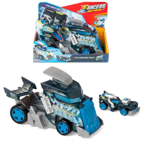 T-Racers Camión Lanzador Mix 'N Race con Detalles de Hielo y Vehículo Exclusivo