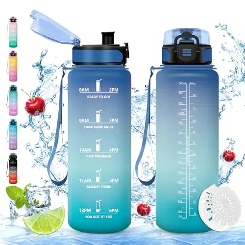Vikaster Botella de agua deportiva reutilizable con filtro sin BPA