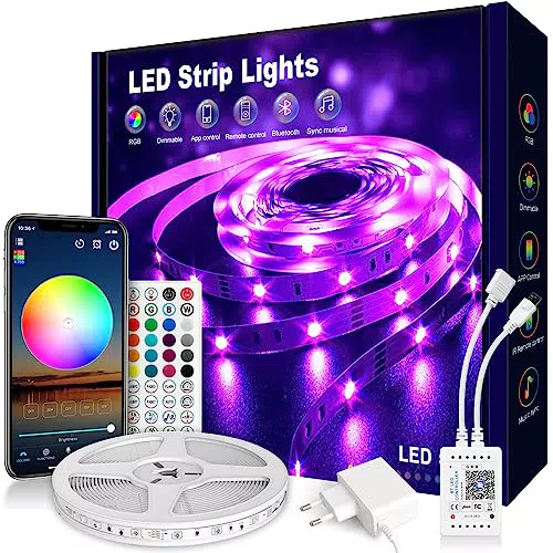 VKH Tiras LED 5 Metros RGB Bluetooth con Control Remoto para Decoración del Hogar
