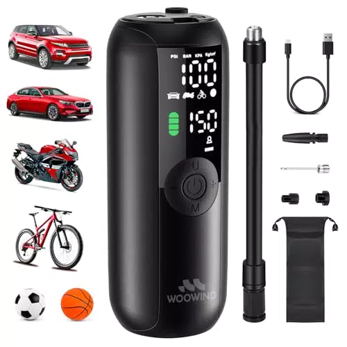 Woowind LP1 Compresor de Aire Portátil 150PSI Inflador Eléctrico para Coche y Bicicleta