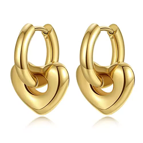 YeGieonr Pendientes de Acero Inoxidable con Colgante de Corazón Hipoalergénicos