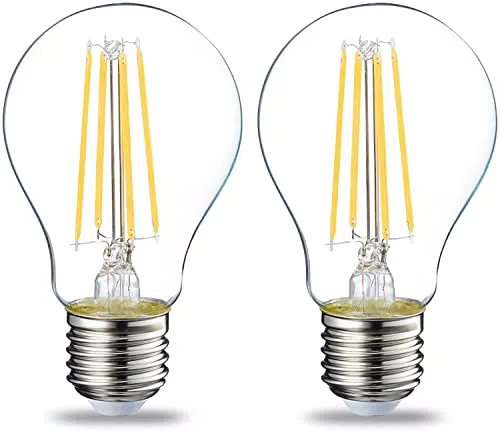 Amazon Basics Bombilla LED E27 Edison 7 W, filamento transparente, CRI80