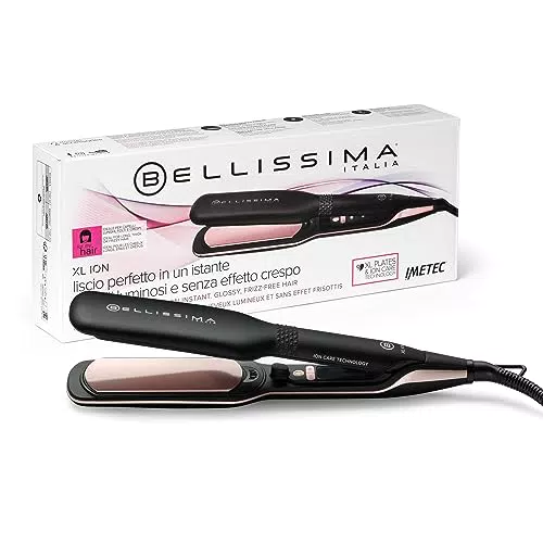 Imetec B26 100 - Plancha de pelo de placas extra grandes, revestimiento cerámico