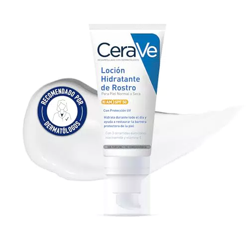 CeraVe Loción Hidratante Facial SPF 50 con Ceramidas para Piel Normal a Seca
