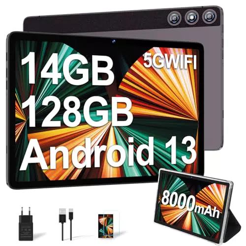 DMOAO Tablet 10" Android 13, 14GB RAM, 128GB ROM, Octa-Core, WiFi 5G, 8000mAh