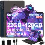 DMOAO Tablet 10 Pulgadas, 22GB RAM, 128GB ROM, Android 14, Octa-Core, Ampliable 1TB