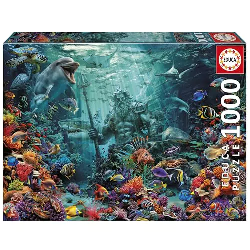 Educa Puzzle Arrecife de Coral Poseidón con Pegamento Fix Puzzle, 68 x 48 cm