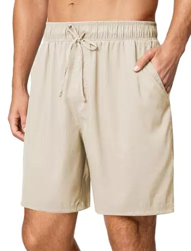 Friptspyg Pantalones Cortos de Lino para Hombre, Ideales para la Playa