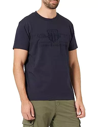 GANT Reg Tonal Shield SS T-Shirt Camiseta, Eggshell