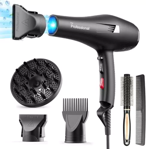 HappyGoo Secador de pelo profesional iónico con difusor y boquillas ajustables