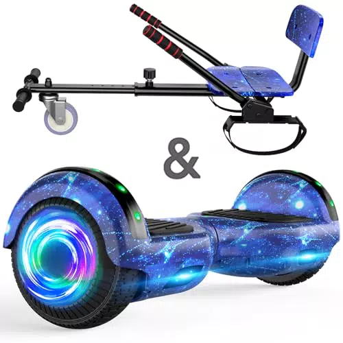 Hoverboard con asiento, autobalanceado con Bluetooth y luces LED para niños.