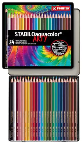 STABILO Lápiz de color acuarelable - Estuche de metal ARTY