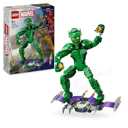 LEGO Marvel Duende Verde: Figura Articulada con Deslizador y Bombas-Calabaza