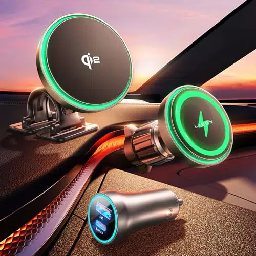 LISEN Cargador MagSafe de 15W para soporte de teléfono móvil