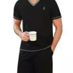 Marvmys Pijamas Hombre Verano Corto Algodón Cuello en V Manga Corta